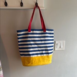 Vintage New York Barnes & Noble Blue and White Tote Bag with Stripes 100% Cotton